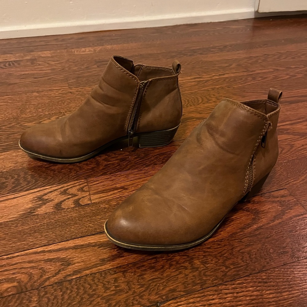 Brown short heeled booties